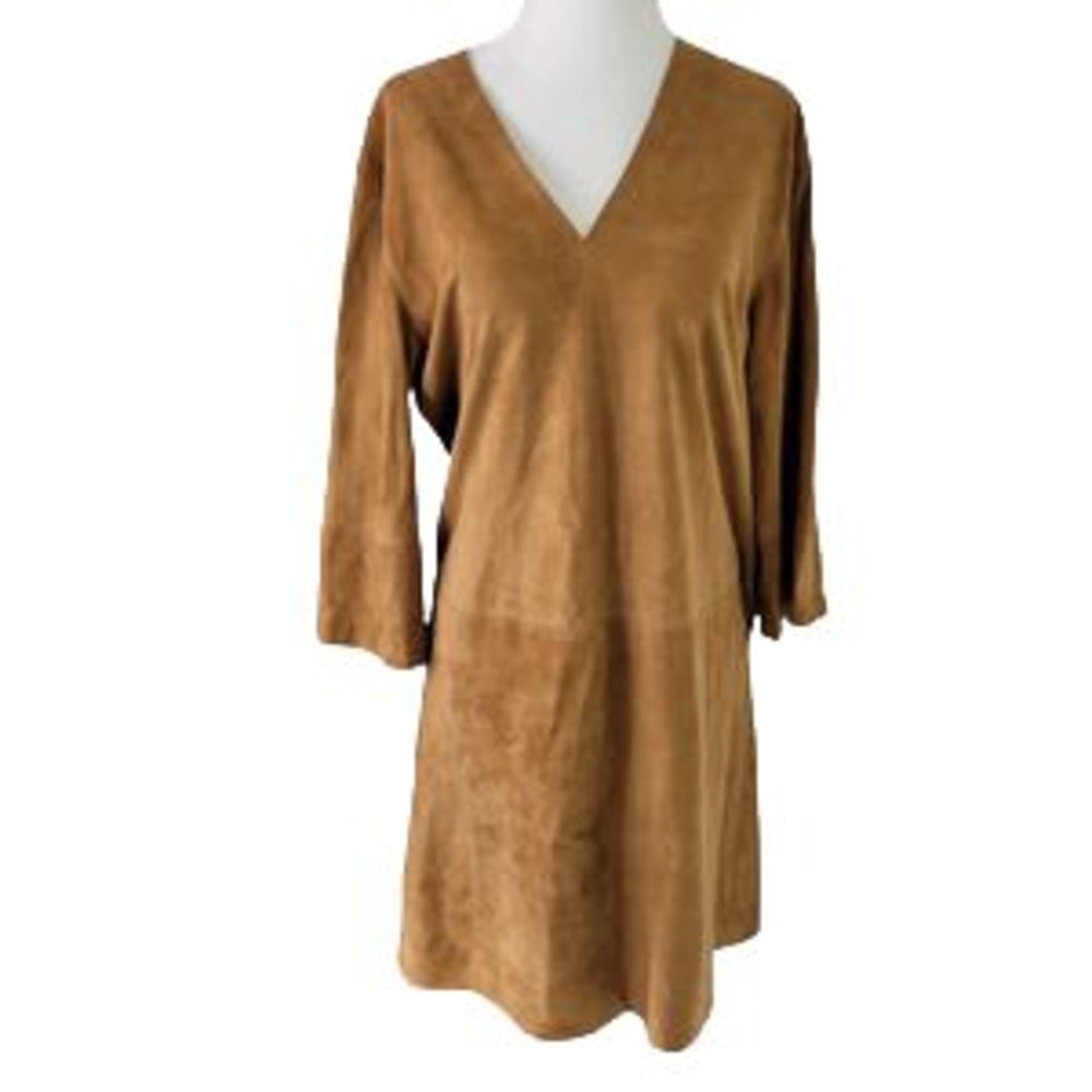 VINCE Lambs Leather Shift dress size Small Brown